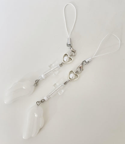 [Handmade] Angel Wing໒꒱ ˖Decorate Binder Phone Charm - White