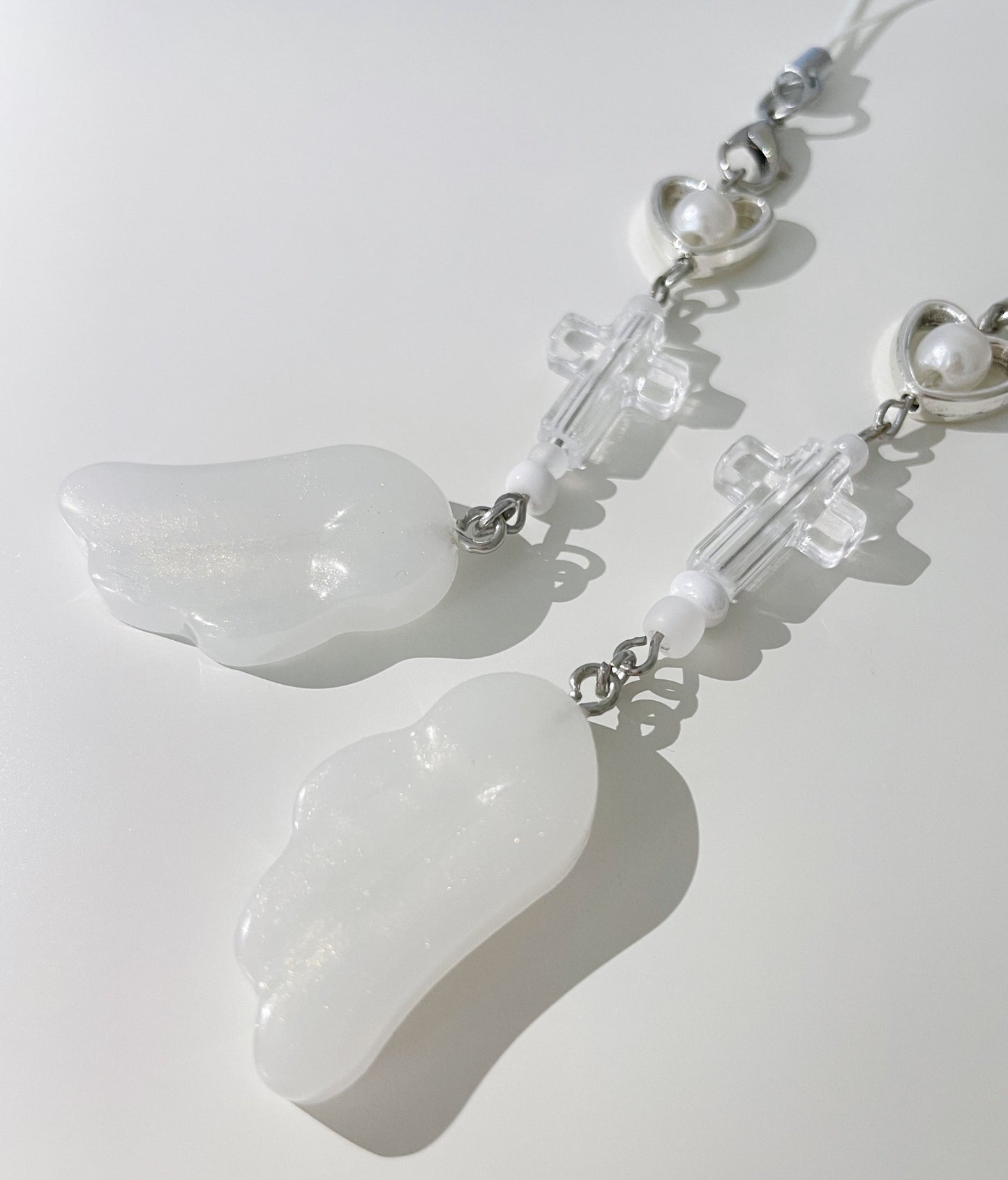 [Handmade] Angel Wing໒꒱ ˖Decorate Binder Phone Charm - White