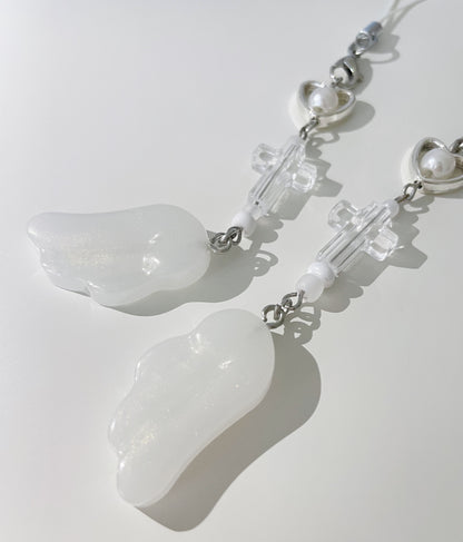 [Handmade] Angel Wing໒꒱ ˖Decorate Binder Phone Charm - White