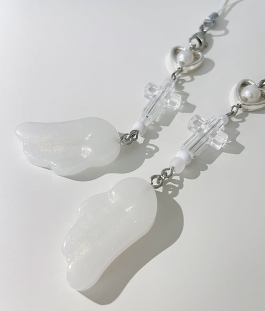 [Handmade] Angel Wing໒꒱ ˖Decorate Binder Phone Charm - White