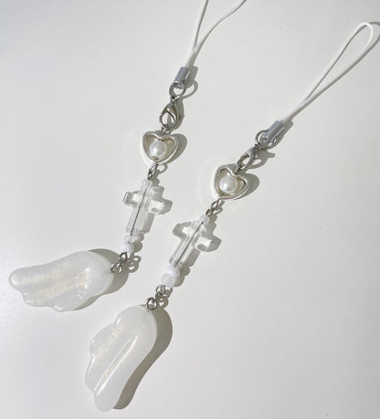 [Handmade] Angel Wing໒꒱ ˖Decorate Binder Phone Charm - White