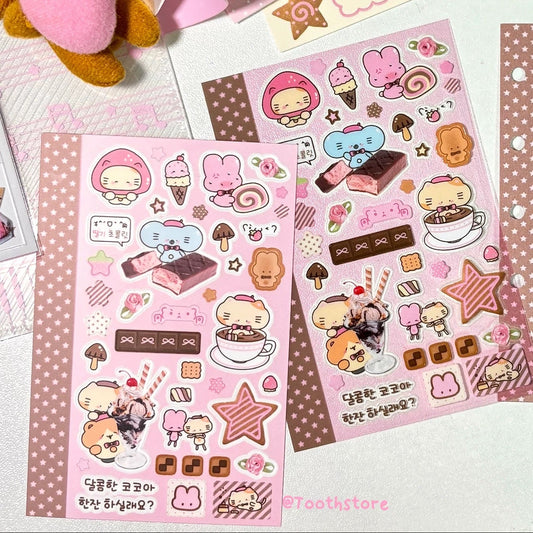 Tooth Store A7 Hot Chocolate Sticker - Brown