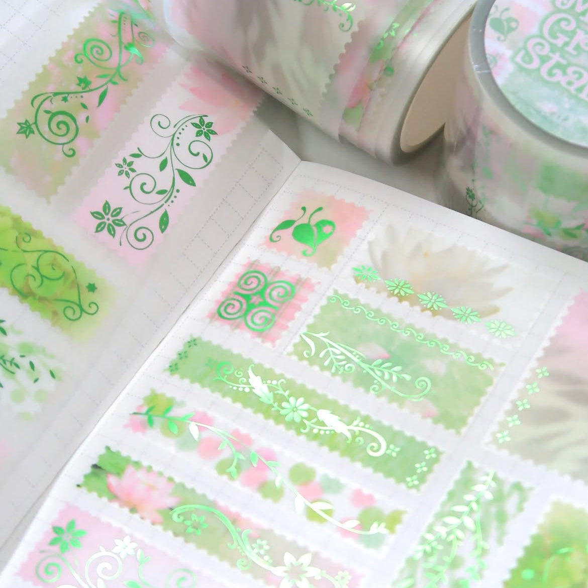 [Pearly Button] Mossy Green Stamp Kiss Cut Tape