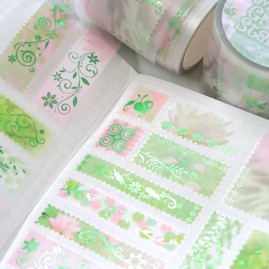 [Pearly Button] Mossy Green Stamp Kiss Cut Tape