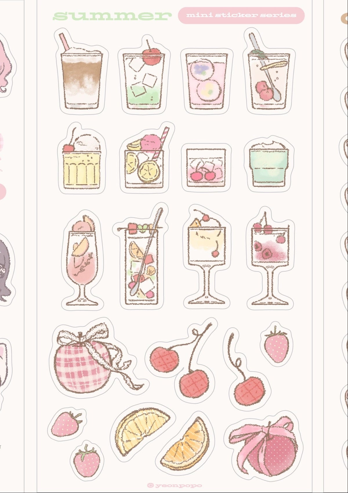 [Yeonpopo] Summer Drink Mini Sticker