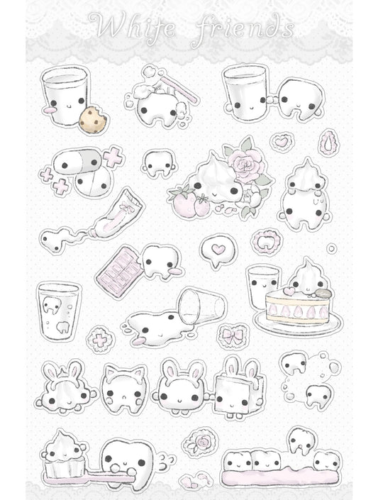 [Miryoco] White Friends Sticker