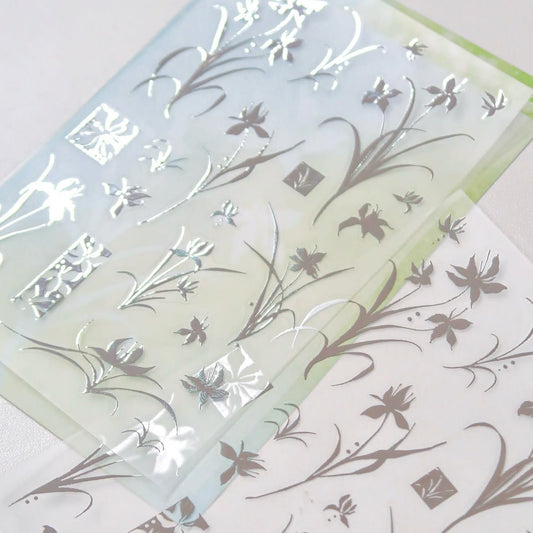 [Pearly Button] Silver Orchid Sticker