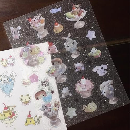 Huhuee Dessert Club Gillter Clear Sticker