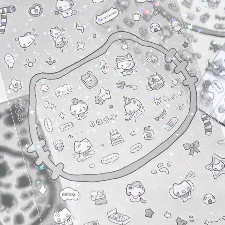 White Cat Deco Sticker