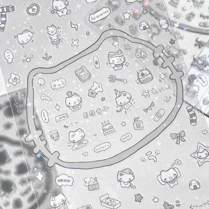 White Cat Deco Sticker