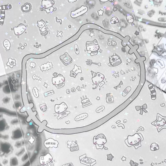 White Cat Deco Sticker