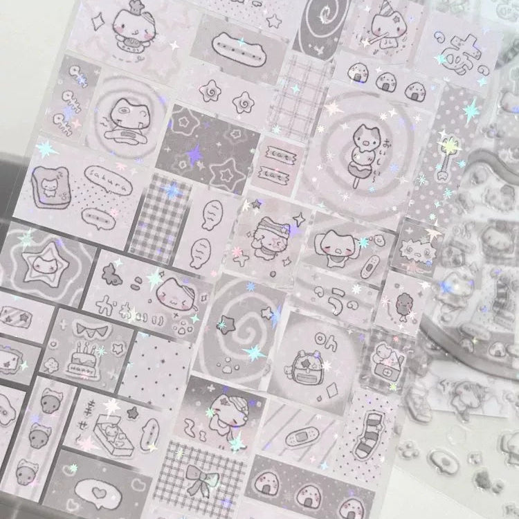 White Cat Deco Sticker