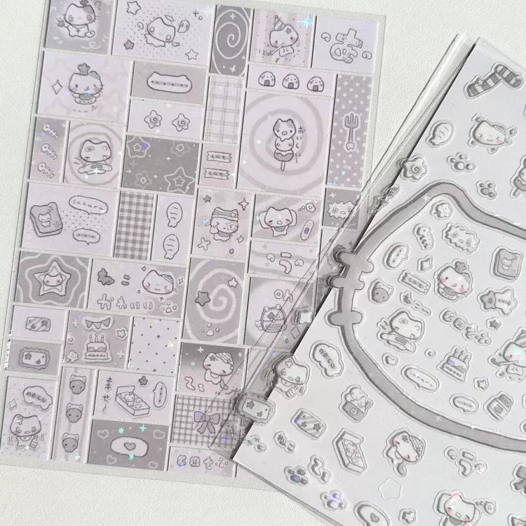 White Cat Deco Sticker