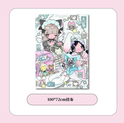 Sunonebird & Kiyo Pin Button/ Fabric Poster