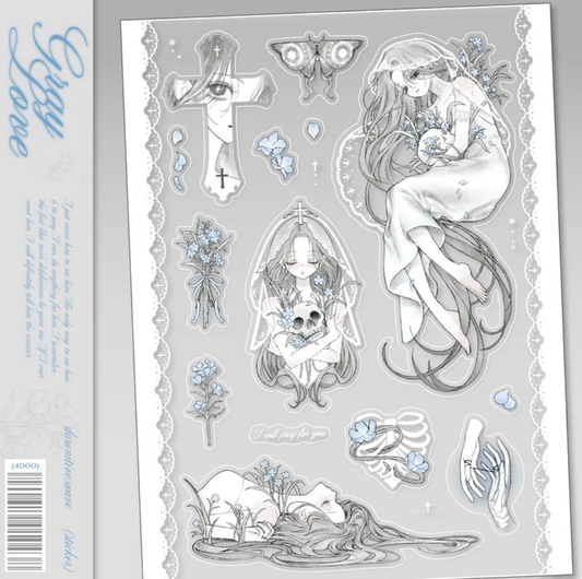 Dawnitive Wave Gray Love Sticker