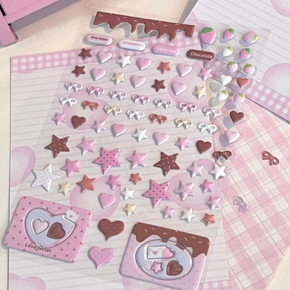 Eating Cookies Strawberry Chocolate Puffy Sticker