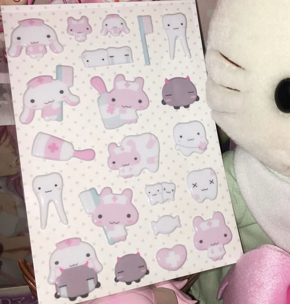 Wansoclub Tooth Bunny Puffy Sticker
