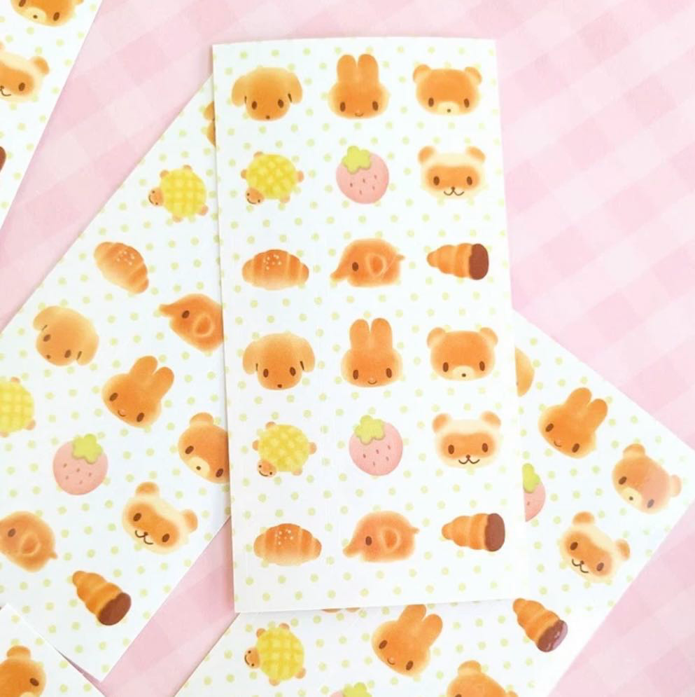 Heartwarmingclub Animal Bread Square Sticker