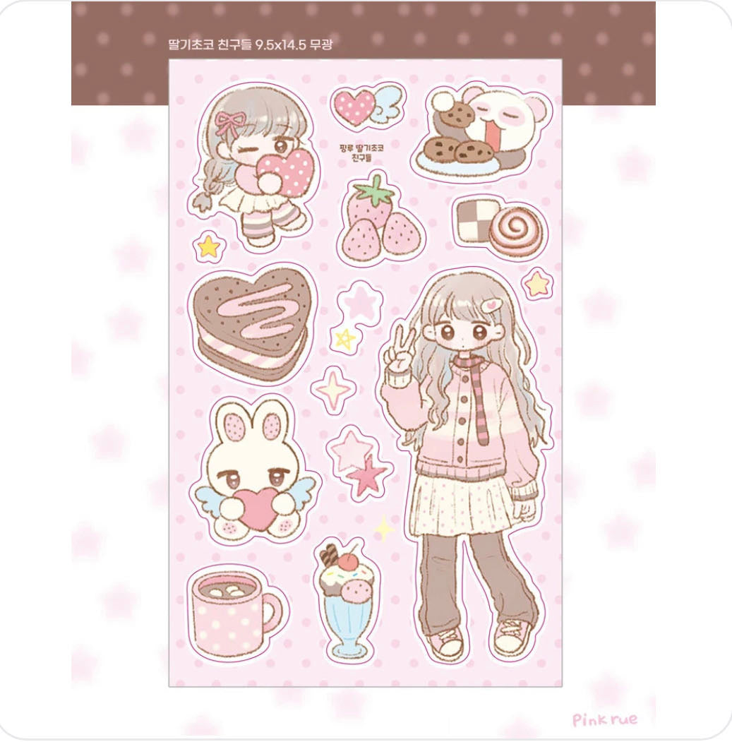 Pinkrue Strawberry Chocolate Sticker