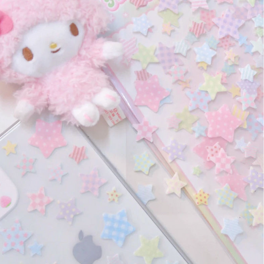 Pearly Button Fluffy Kitsch Star Felt Sticker