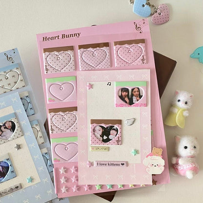 Heart Bunny Brown Puffy Frame Sticker